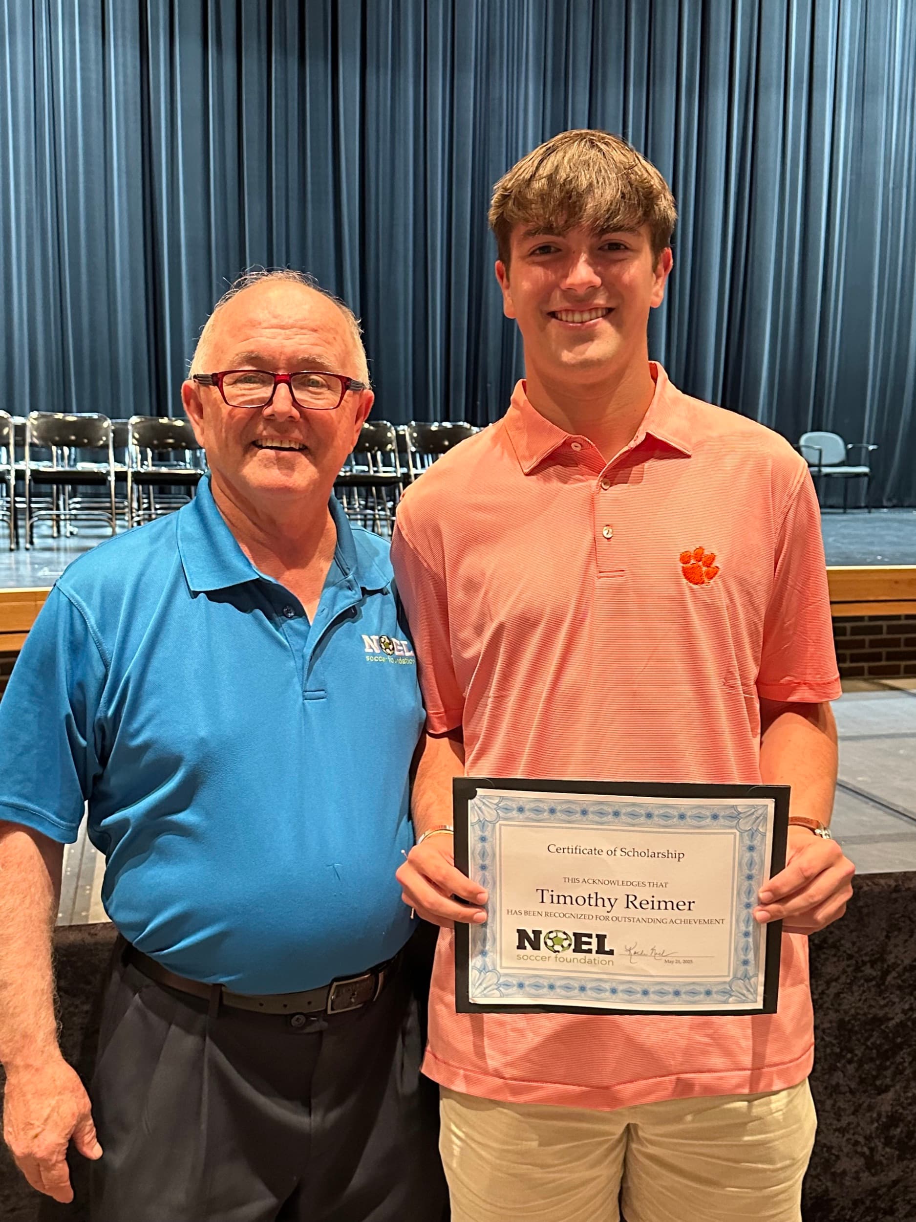 Timothy Reimer, Noel Soccer Foundation scholarship recipient