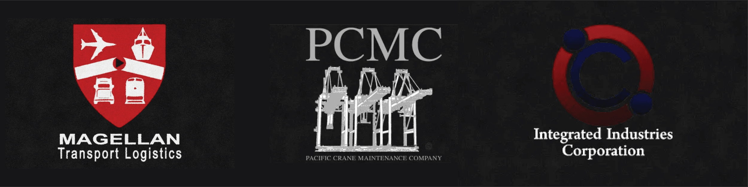 Founding partner logos: Magellan Transport Logistics, PCMC (Pacific Crane Maintenance Company) and Integrated Industries Corporation